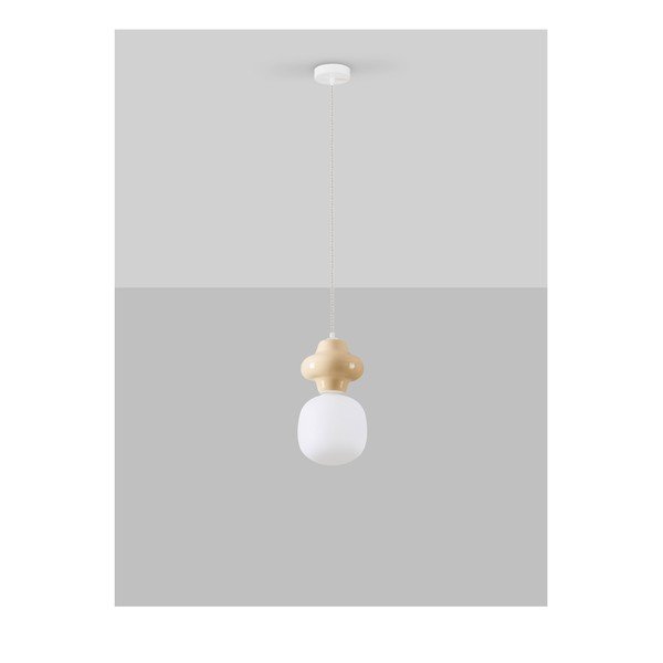 Bijela/krem viseća svjetiljka keramička sa staklenim sjenilom ø 18 cm Clio – Nova Luce-image-3