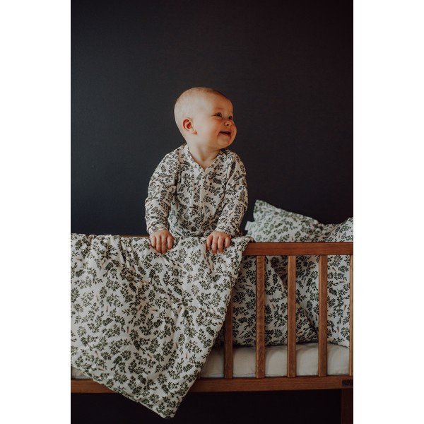 Zeleni/krem komplet za kolijevku Green Floral – Malomi Kids-image-4