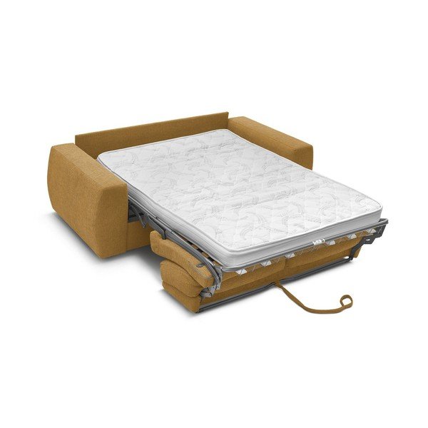 Senf žuta sofa za spavanje/sklopiva od šenila 240 cm Hugo – Bobochic Paris-image-3