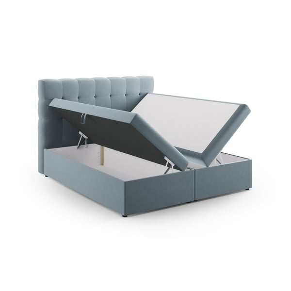 Svijetlo plavi boxspring krevet s prostorom za pohranu 160x200 cm Bali – Cosmopolitan Design-image-4