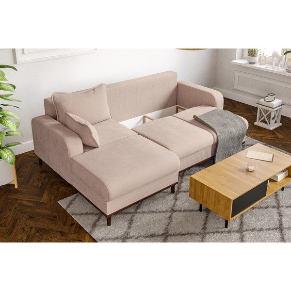 Bež kutna garnitura od samta (s lijevim kutom) Beata – Ropez-image-1