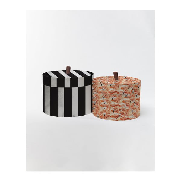 Set od 2 okrugle baršunaste kutije za pohranu Velvet Atelier Stripes