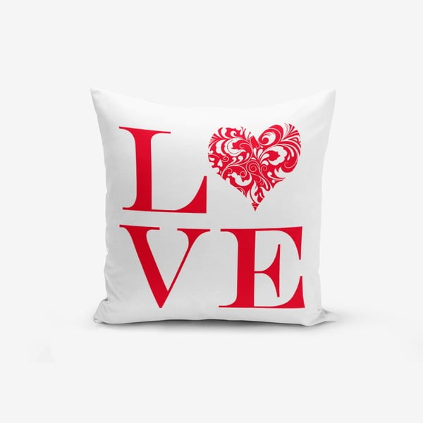 Navlaka za jastuke s dodatkom pamuka Minimalističke navlake za jastuke Love Red, 45 x 45 cm