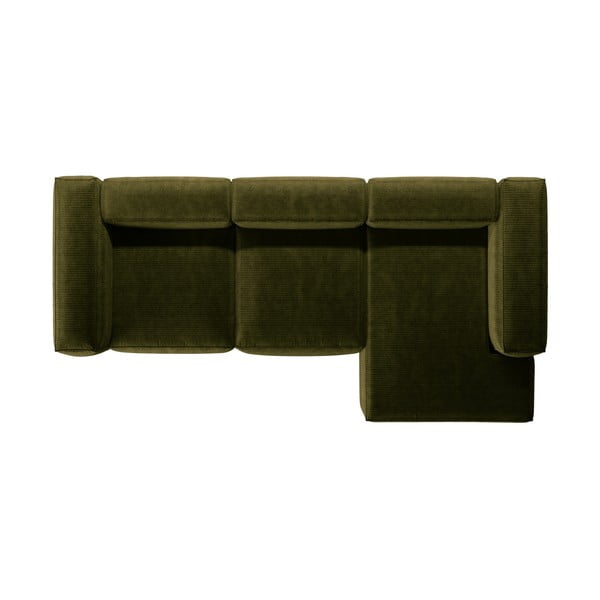 Zelena kutna garnitura od samta (s desnim kutom/s ležaljkom) Bergamo – Cosmopolitan Design-image-3