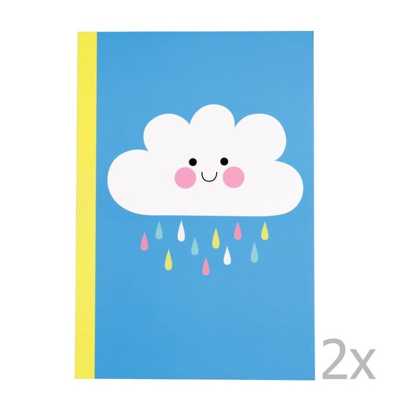 Set od 2 bilježnice s linijama s Rex London Happy Cloud ispisom u oblaku