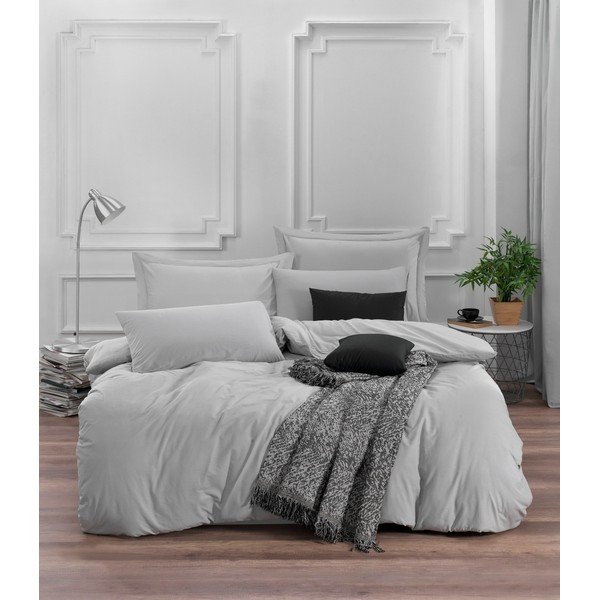 Svijetlo siva pamučna posteljina za krevet za jednu osobu 140x200 cm Fresh Color – Mijolnir-image-1