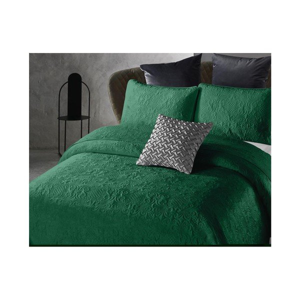 Zeleni pokrivač iz mikropercila s dvije jastučnice Dreamhouse Velvet Clara, 180 x 250 cm-image-1
