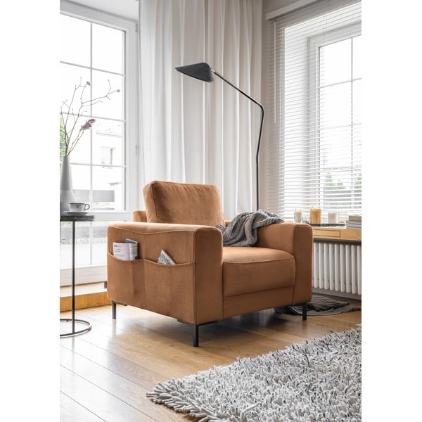 Narančasta/smeđa fotelja od samta Lofty Lilly – Miuform-image-2