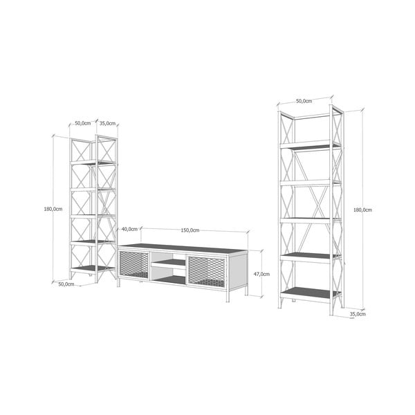 Garnitura TV komoda i 2 ormarića u dekoru Maxim bor-image-4