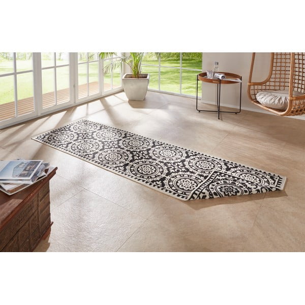 Crno-krem vanjski tepih NORTHRUGS Jardin, 80 x 250 cm-image-1