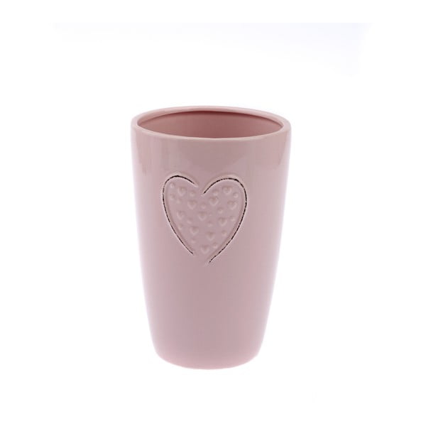 Ružičasta keramička vaza Dakls Hearts Dots, visina 18,3 cm