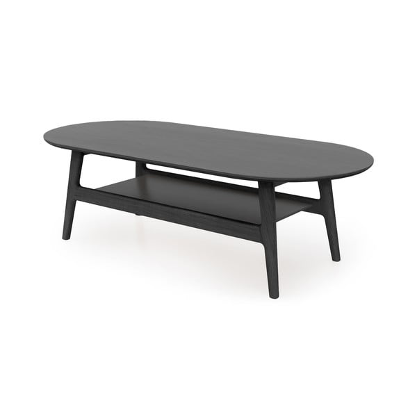 Crni stolić za kavu u dekoru hrasta 60x130 cm Curved – Woodman-image-2