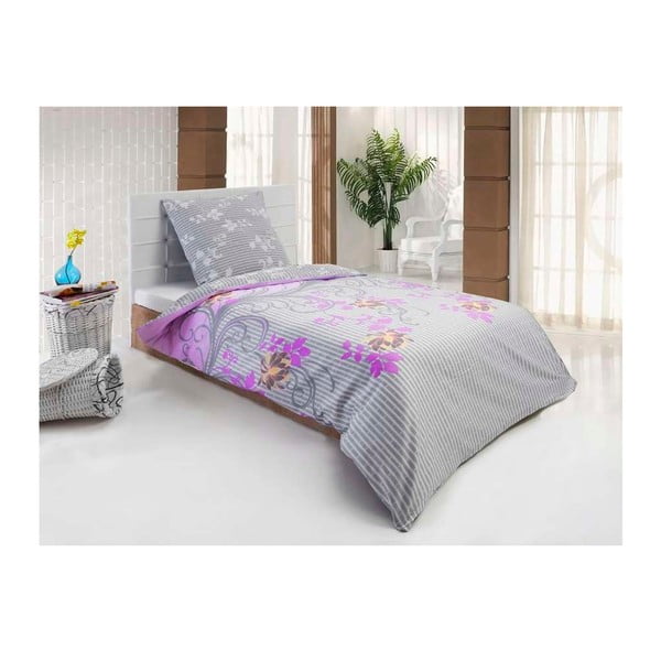 Satenska posteljina s jastukom Hayat Pink, za krevet za jednu osobu, 135x200 cm