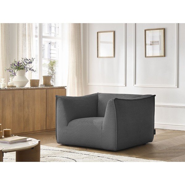 Tamno siva fotelja od samta Giorgia – Bobochic Paris-image-1