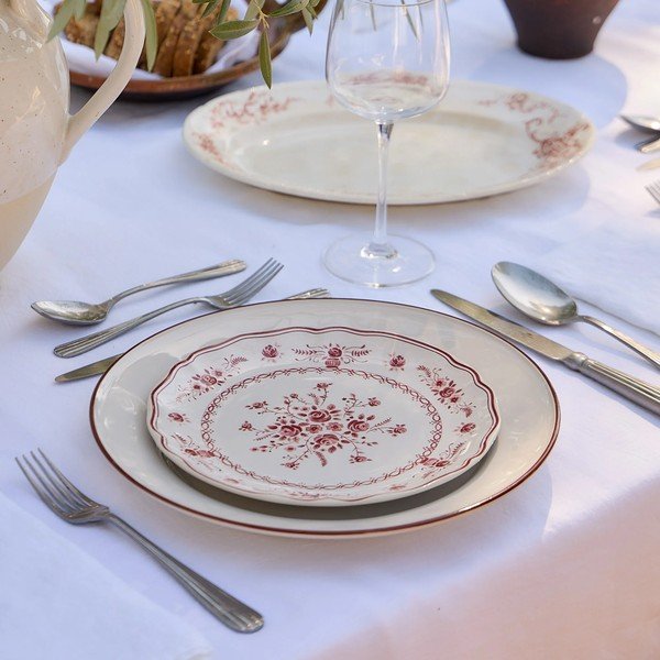 Crveni/bijeli desertni tanjur od kamenine ø 21 cm Vila – Costa Nova-image-1