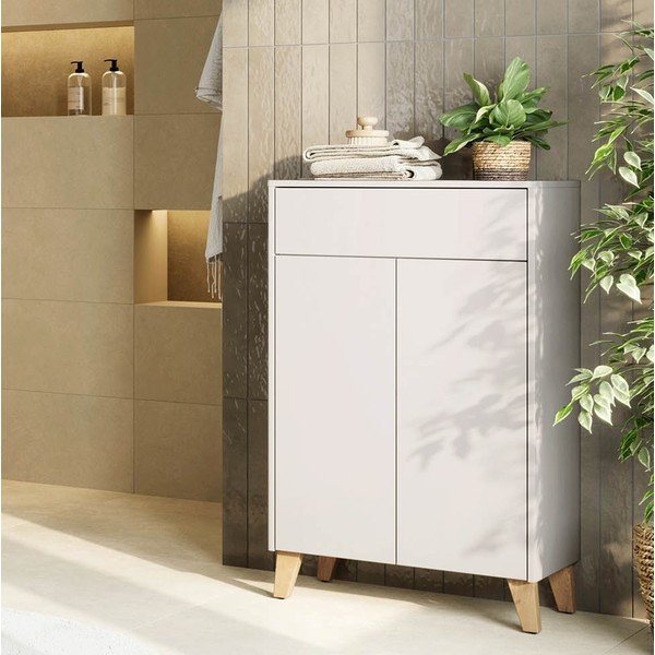 Krem visok kupaonski ormarić u mat dekoru 63x101 cm Arnea – Germania-image-1