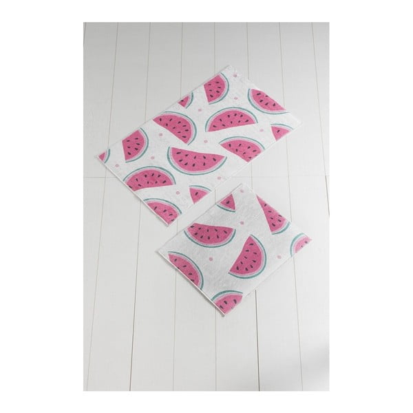 Set od 2 bijelo-ružičasta kupaonska tepiha Tropica Watermelon