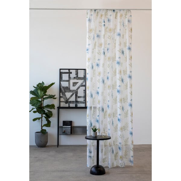 Bijela/plava prozirna zavjesa 140x260 cm Tropical – Mendola Fabrics