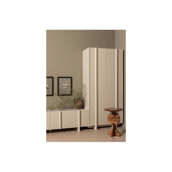 Krem modularna škrinja za pohranu od masivnog bora 101x210 cm Basu – WOOOD-image-4