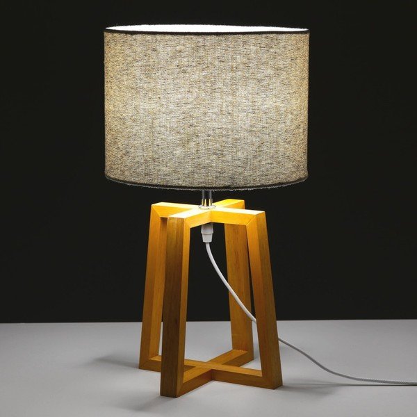 Siva/smeđa stolna lampa od masivnog drveta s tekstilnim sjenilom (visina 44 cm) – Casa Selección-image-1