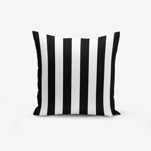 Crno-bijela jastučnica s primjesom pamuka Minimalist Cushion Covers Black White Striped, 45 x 45 cm