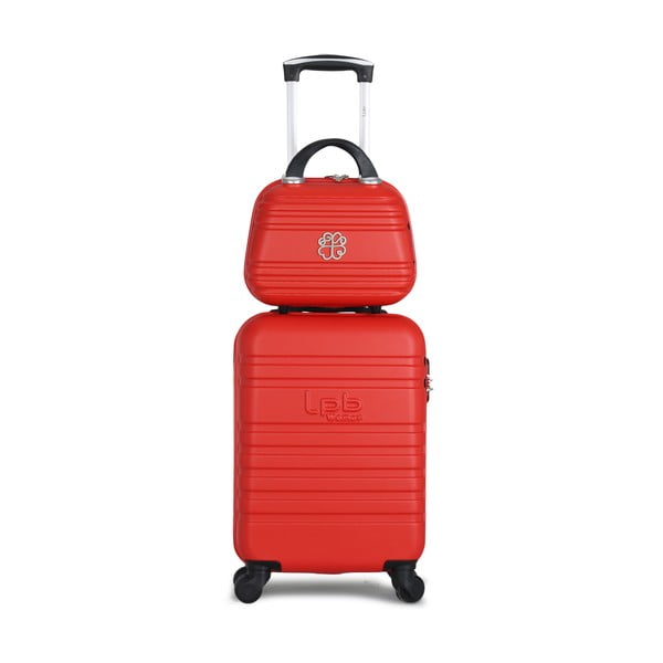 Set od crvenog kofera na četiri kotača i kozmetičke torbice LPB Aurelia