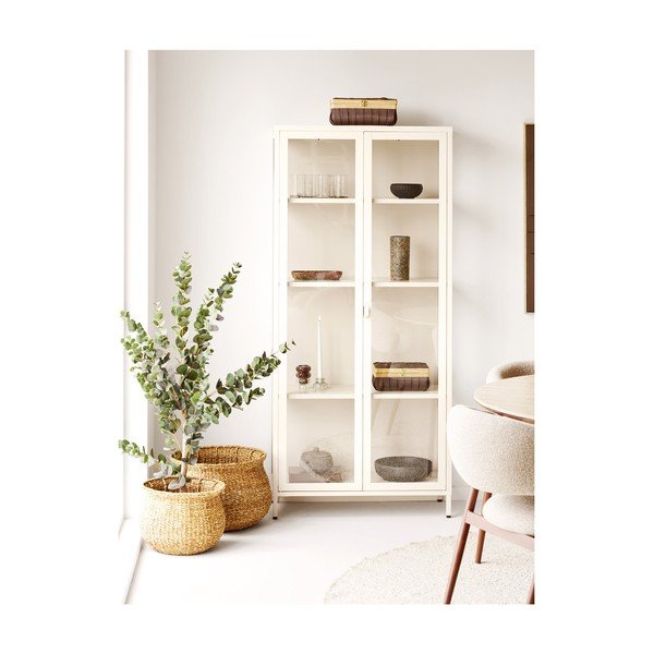Krem željezna vitrina 80x175x35 cm Brisbane – House Nordic-image-1