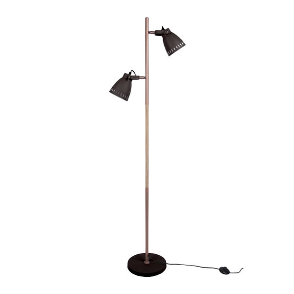 Crna podna svjetiljka s detaljima u bakru Leitmotiv Mingle, visina 152 cm