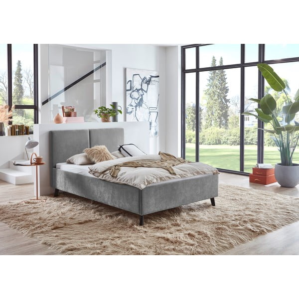 Sivi tapecirani bračni krevet s podnicom 140x200 cm Piano – Meise Möbel-image-1