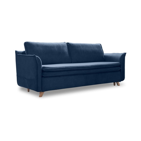 Tamno plava baršunasti sklopiva sofa 225 cm Charming Charlie – Miuform