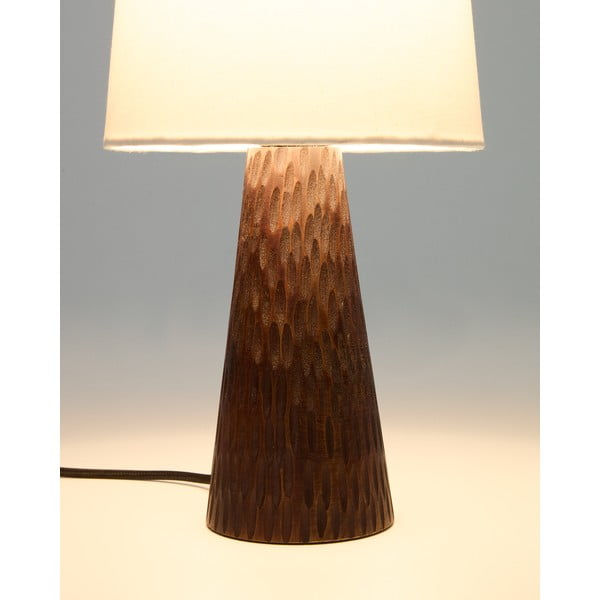 Bijela/tamno smeđa stolna lampa s tekstilnim sjenilom (visina 50 cm) Amire – Kave Home-image-2