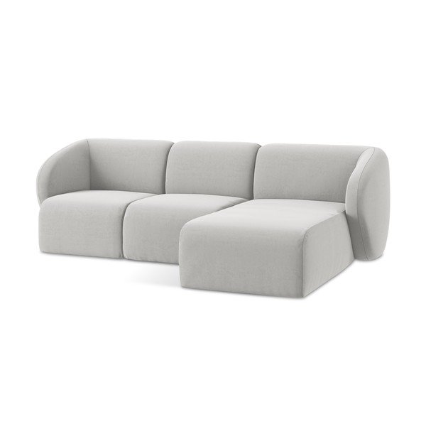 Svijetlo siva baršunasti kutna garnitura (s desnim kutom/s ležaljkom) Lani – Makamii-image-4