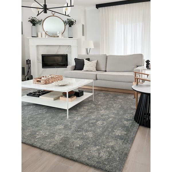 Sivi vuneni tepih 230x340 cm Calisia Vintage Flora – Agnella-image-3