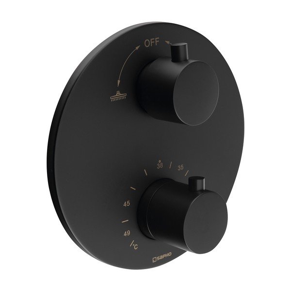 Mat crna ugrađena slavina za tuš (s 2 izlaza) – Sapho-image-1