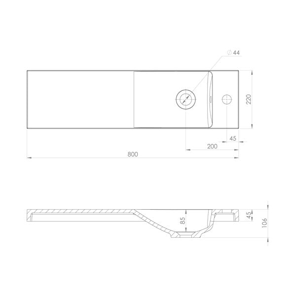 Bijeli umivaonik od mineralnog kompozita 80x22 cm Agos – Sapho-image-4