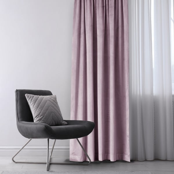 Svijetlo ružičasta zavjesa za djelomično zamračenje od samta 140x270 cm Eyelets – Restilo-image-1