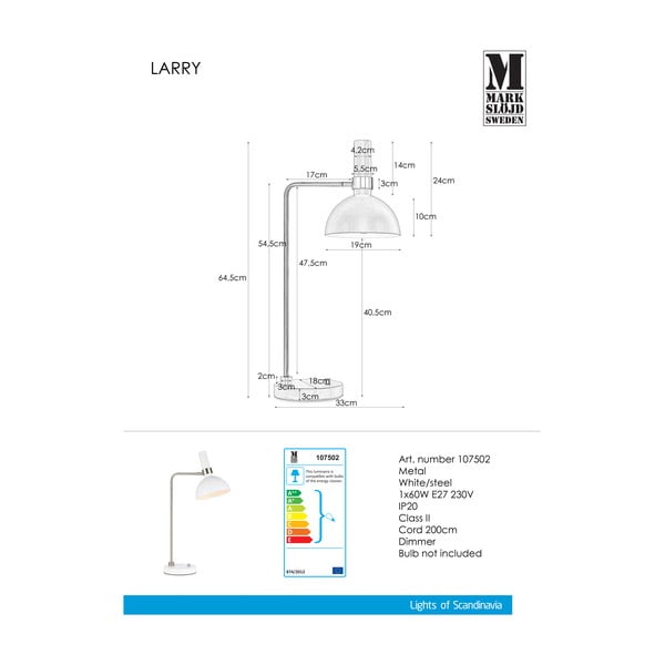 Bijela stolna svjetiljka Markslöjd Larry-image-3