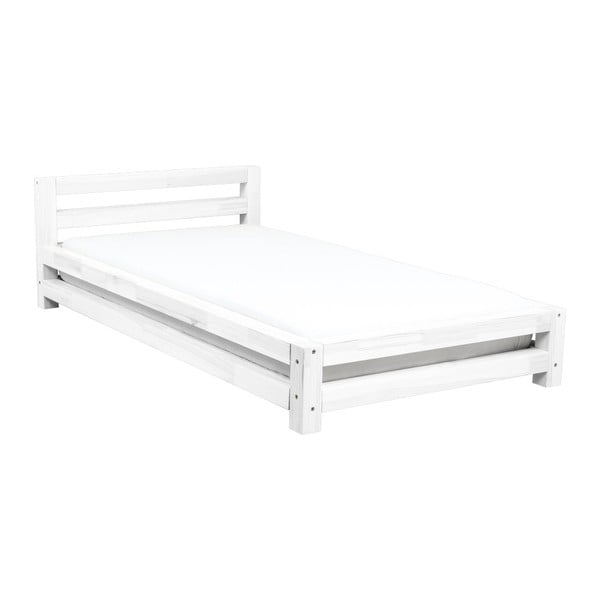 Bijeli krevet za jednu osobu od drveta smreke Benlemi Single, 90 x 160 cm