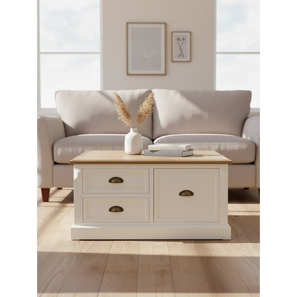 Bijeli stolić za kavu u dekoru jelke 90x90 cm Hardwick – Premier Housewares-image-4
