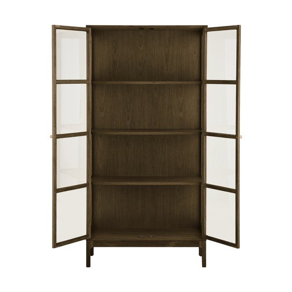 Tamno smeđa vitrina u dekoru hrasta 90x180x40 cm Zamora – House Nordic-image-3