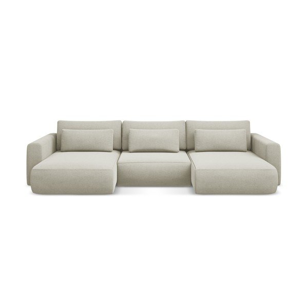 Bež sklopiva/s prostorom za odlaganje kutna garnitura (u obliku slova "U") Kapua – Makamii