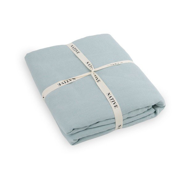 Svijetlo plava lanena posteljina za bračni krevet 200x200 cm Aqua – Native Natural-image-3