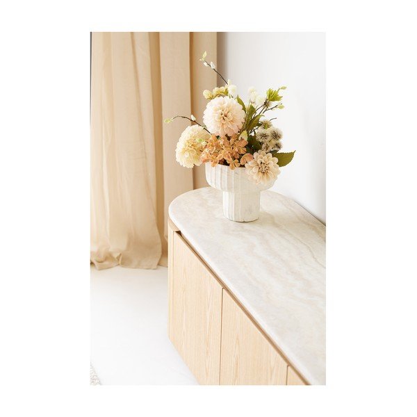 Krem/u prirodnoj boji TV komoda s kamenom pločom stola 160x45x40 cm Larvik – House Nordic-image-2