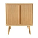 Visoka komoda u dekoru hrasta s kliznim vratima u prirodnoj boji 83x95 cm Rove – Woodman