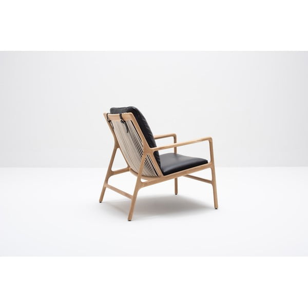 Crna/u prirodnoj boji kožna fotelja Dedo – Gazzda-image-4