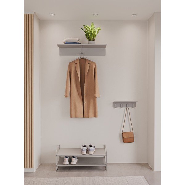 Svijetlo siva željezna zidna vješalica s policom 21,5 cm A-Coat – Zone-image-1