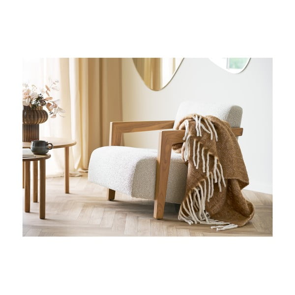 Svjetlo smeđa deka od mješavine vune 130x170 cm Carmel – House Nordic-image-1