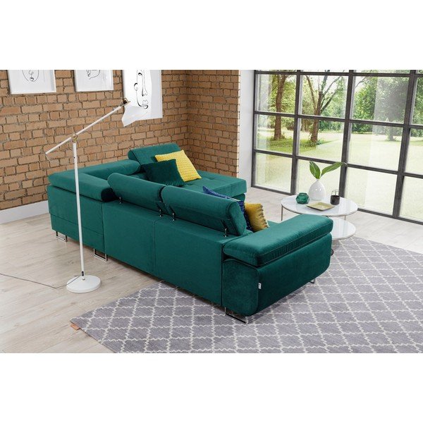 Zelena baršunasti sklopiva/s prostorom za odlaganje kutna garnitura (s desnim kutom/u obliku slova L) Anton – ELTAP-image-4