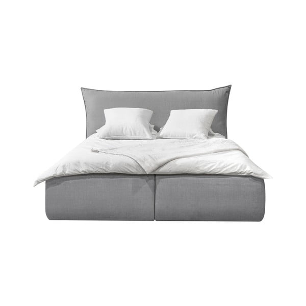 Svijetlo sivi tapecirani bračni krevet s prostorom za pohranu s podnicom 180x200 cm Jade - Bobochic Paris