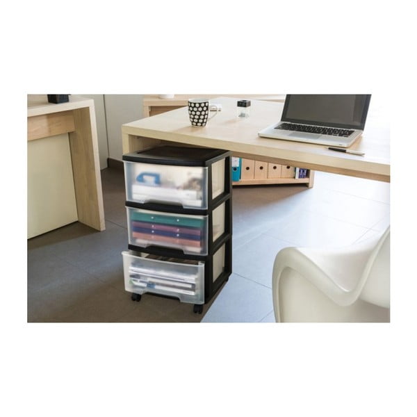 Crni/prozirni plastični regal na kotačima 37x80,5 cm – Curver-image-3